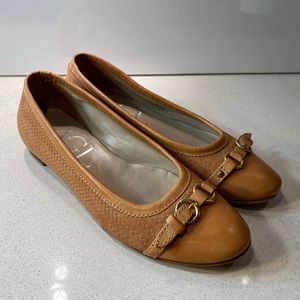 AGL Tan Leather Toe Cap Buckle Flat size:36